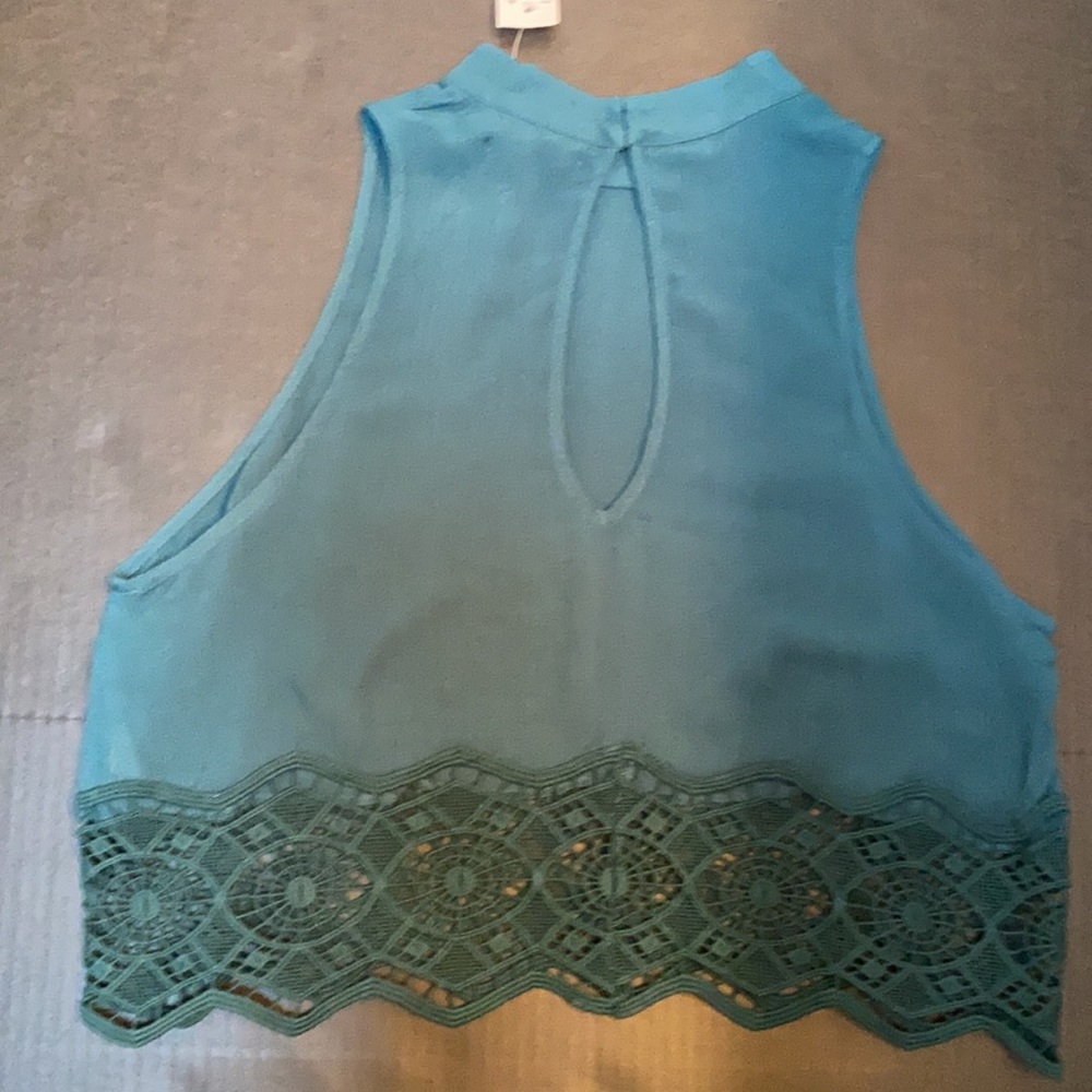 Kendall and Kylie crop top. Size M. Turquoise with lace bottom. NWT - Picture 7 of 7